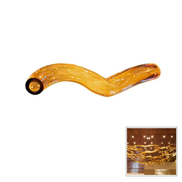 Amber Glass Pipe Chandelier Big hotel project lighting