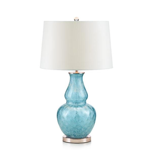 Classical sky blue glass fabric table lamp