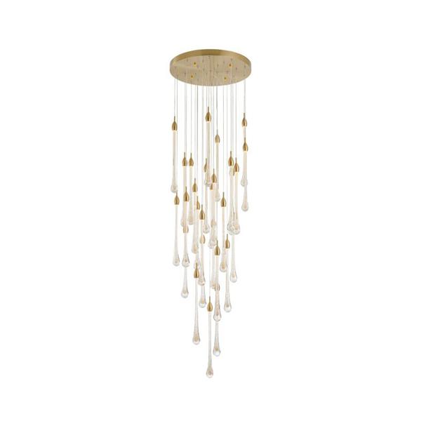 Large hotel chandelier dripping gold foil glass chandelier